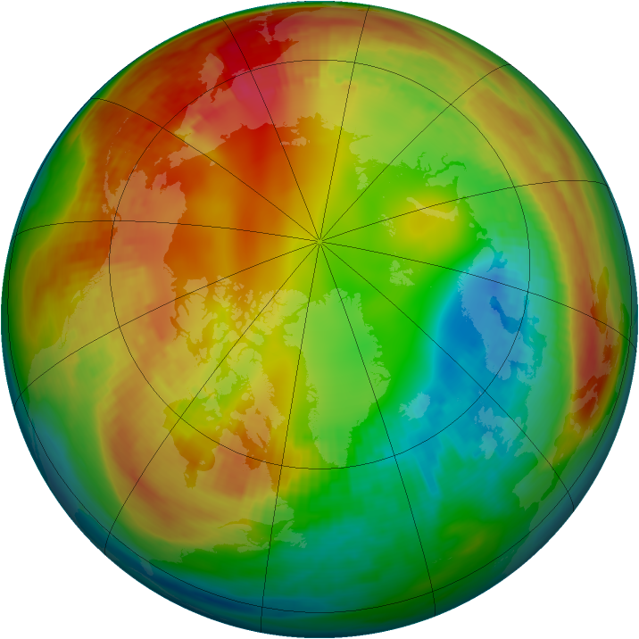 Arctic ozone map for 28 January 1981